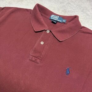 VTG Polo Ralph‎ Lauren Classic Fit Mens XL Burgundy Blue Pony Short Sleeve Polo